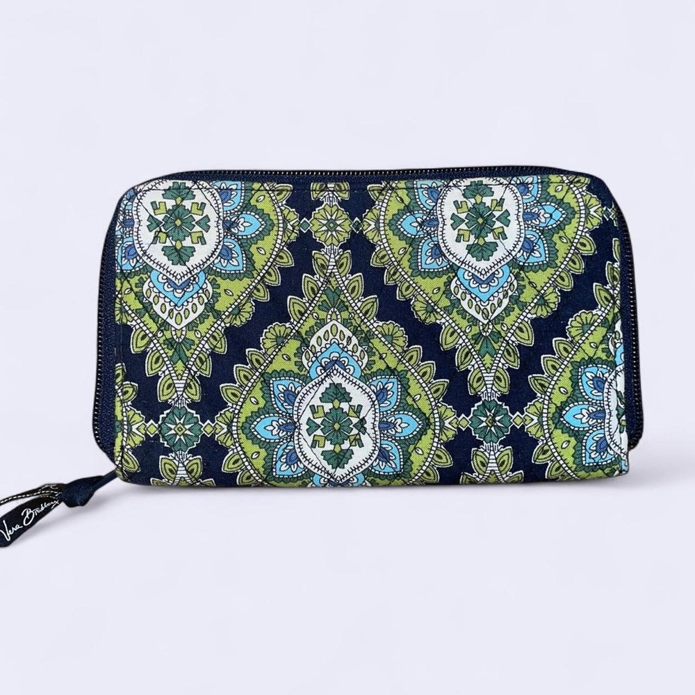 Vera Bradley Navy and Lime Patterned Wallet